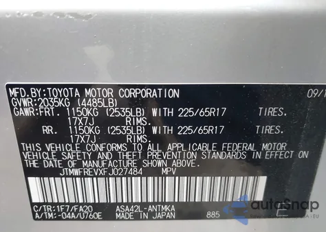 2015 Toyota Rav4 Xle из США, поврежденный, VIN JTMWFREVXFJ027484